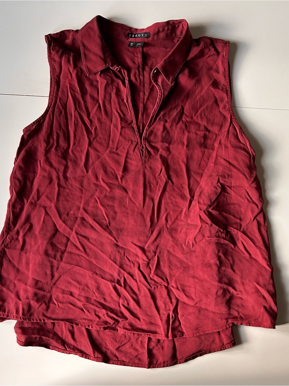 Theory Sleeveless Collared Camisole in Deep Red